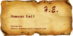 Hamvas Emil névjegykártya